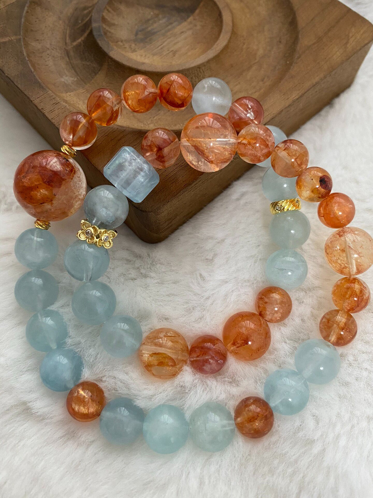 Double-Loop Aquamarine Crystal Bracelet