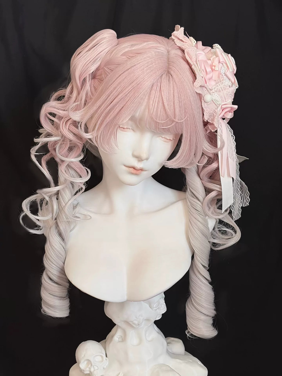 Lolita Wig Pink to Ash Blonde Spiral Curls