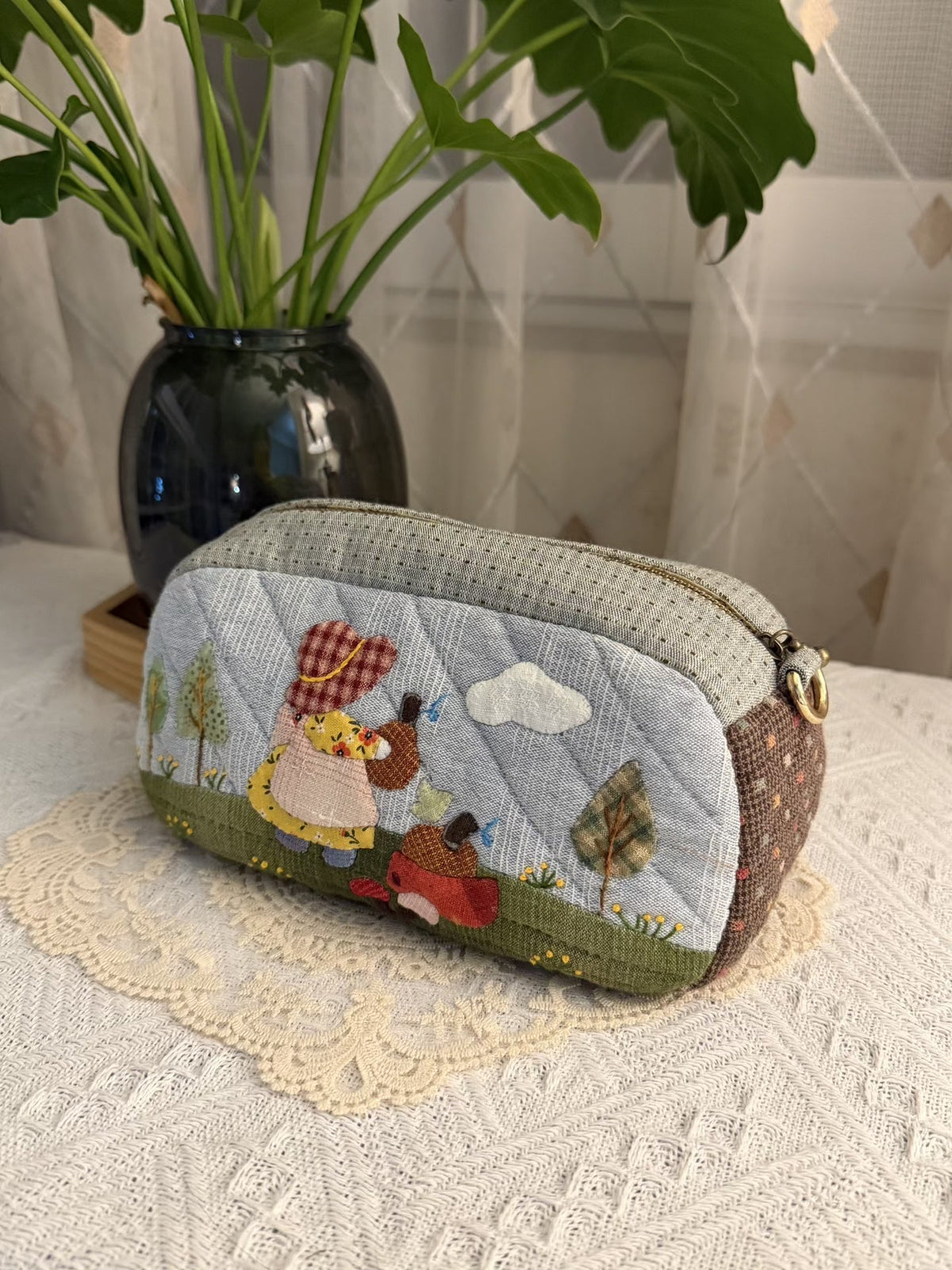 Handmade Double Sided Patchwork Crossbody Square Bag