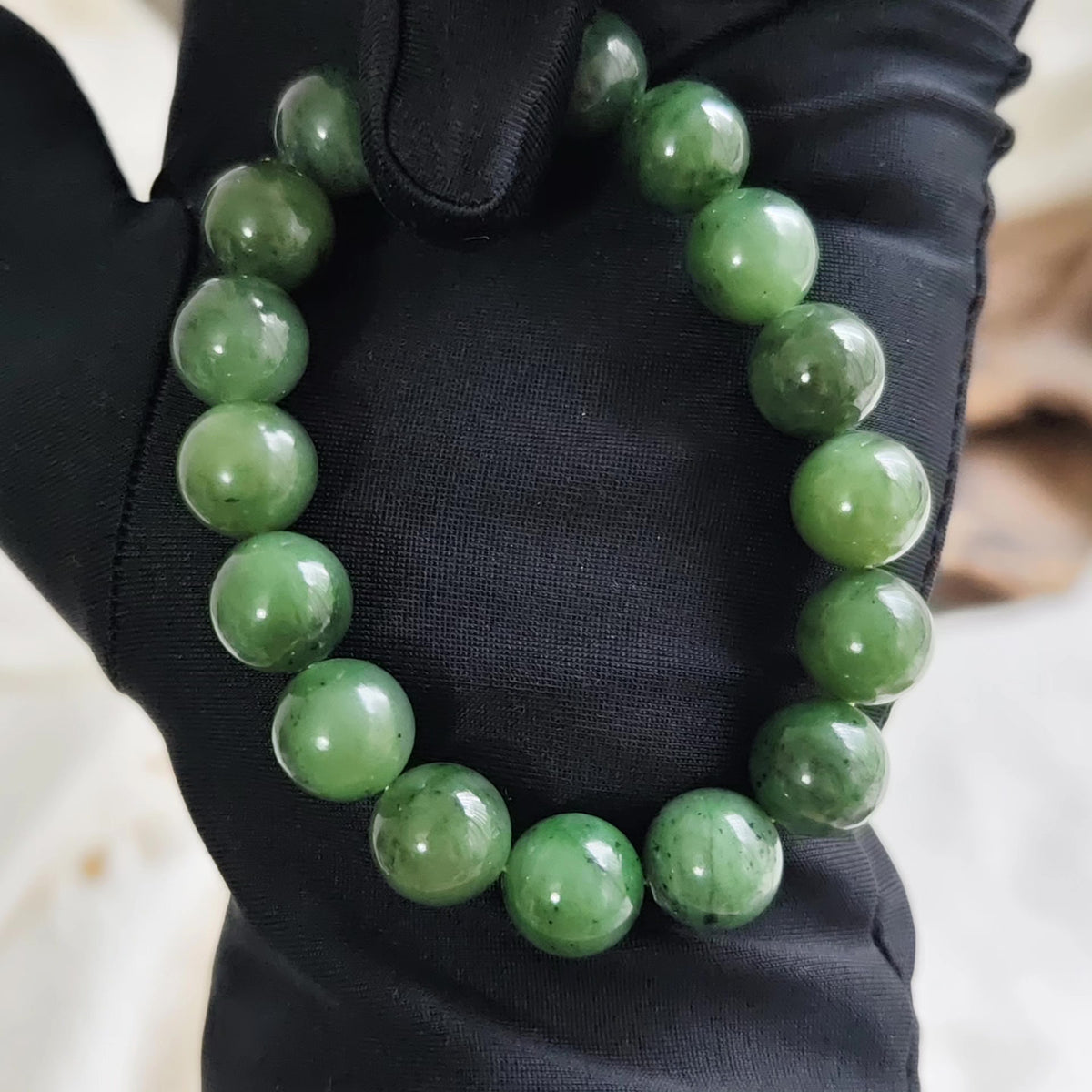 Pulsera de jade verde natural Hetian 11,8mm