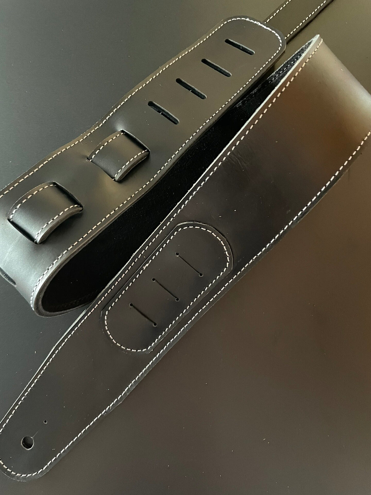 Handcrafted Italian Leather Guitar Strap with Pick Holder