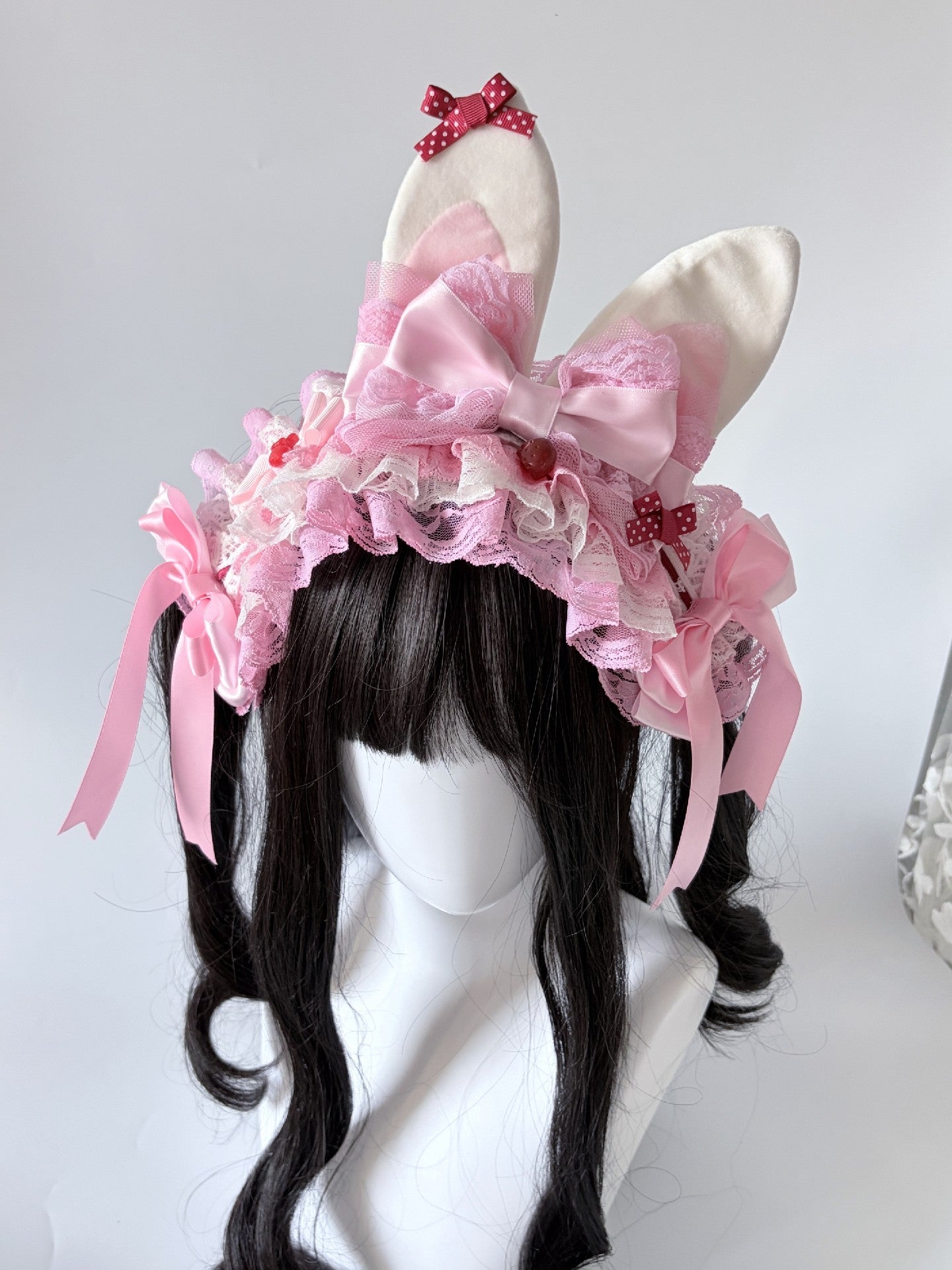 Pink Strawberry Bunny Ear Lolita Headband