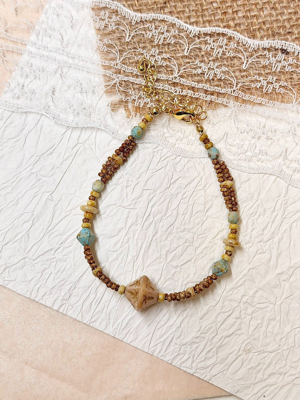 Handcrafted Czech Bead Chain Bracelet