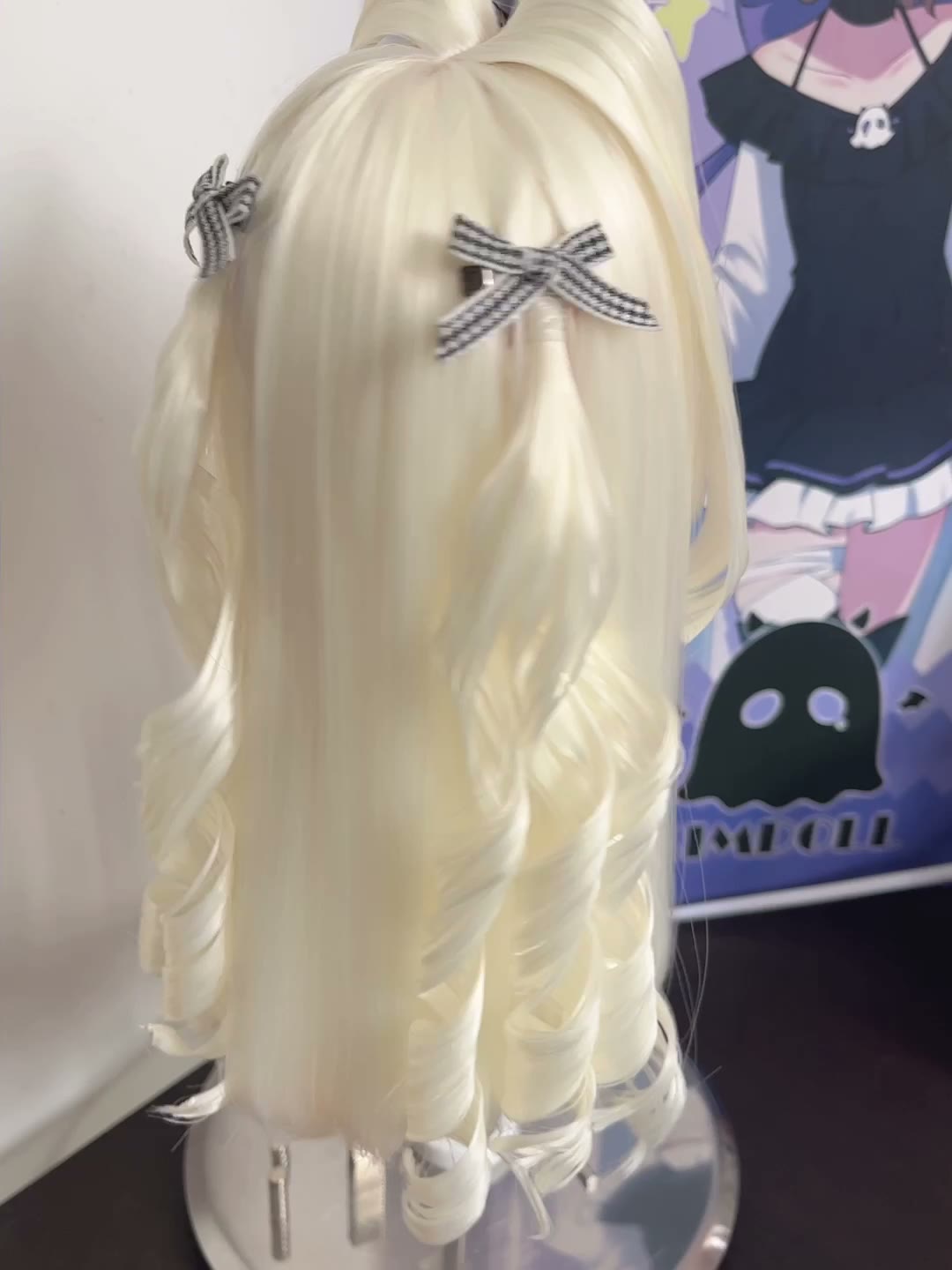 Platinum Blonde Doll Wig with Curled Ends
