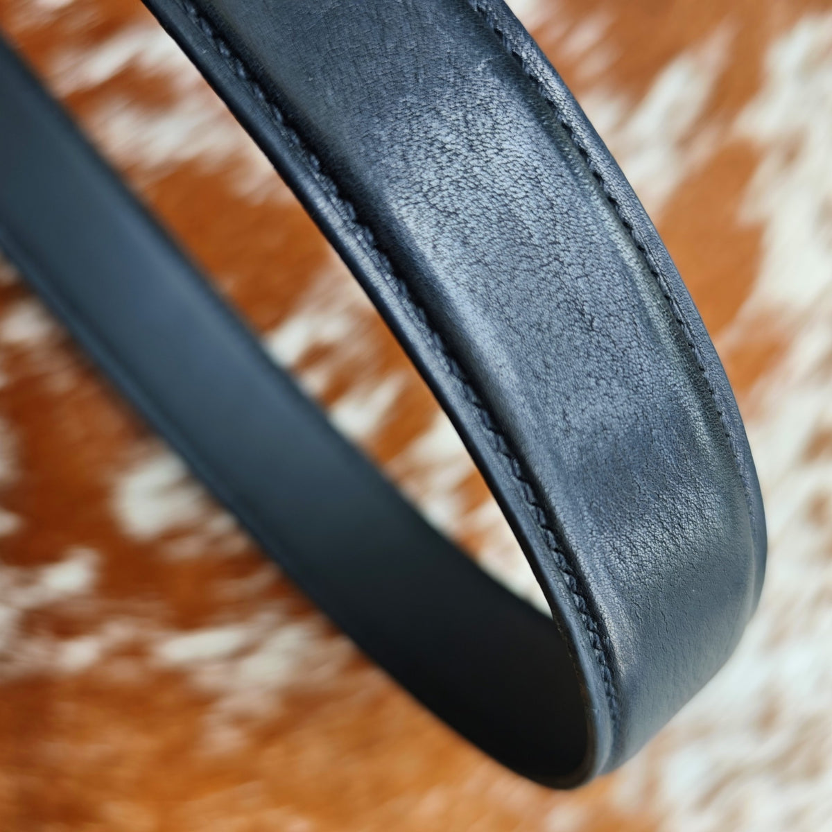 Washed Horse Leather Belt with Steel Buckle