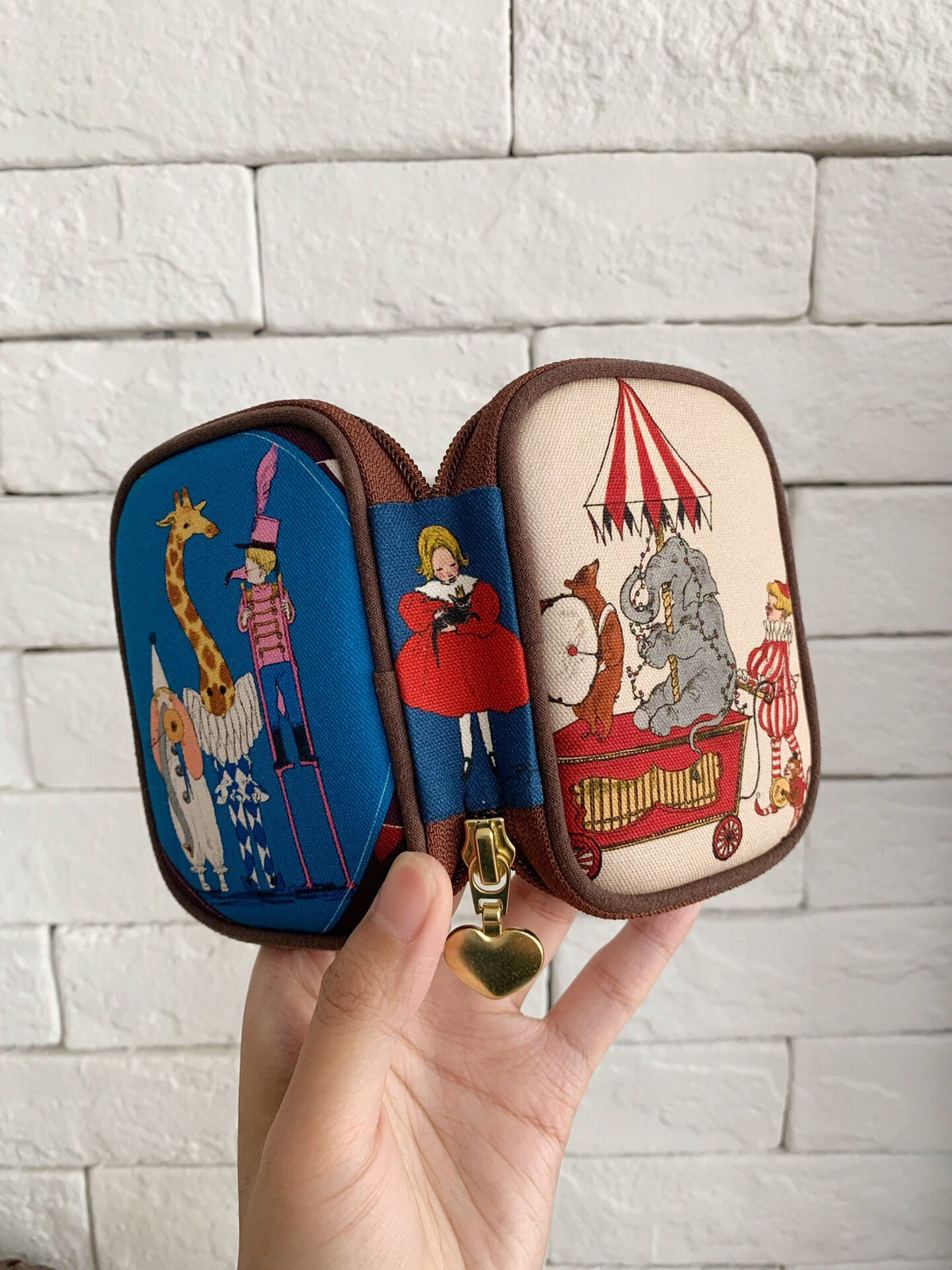 Circus Print Organizer Pouch with Zipper