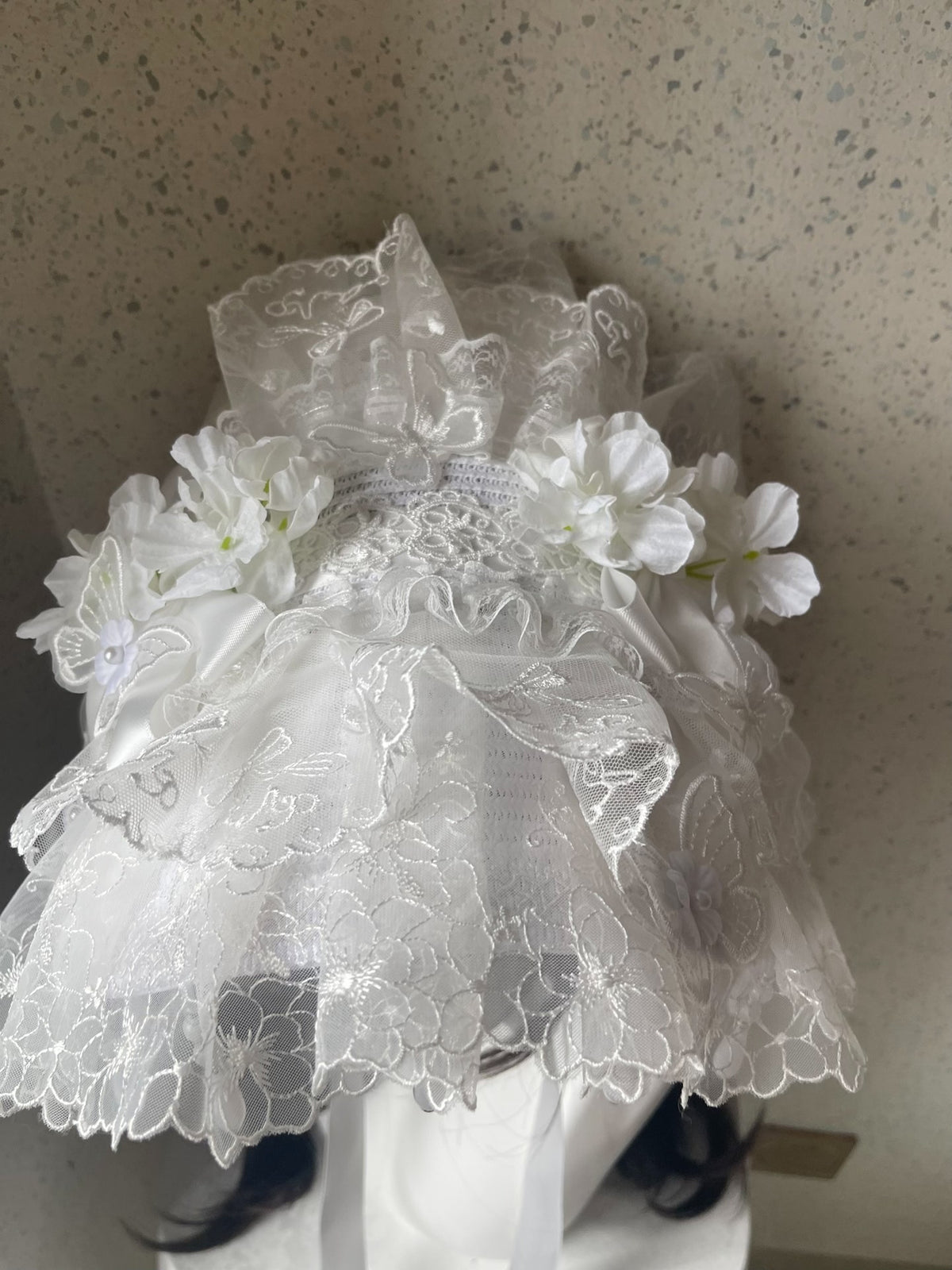 Lolita White Lace Flat Bonnet Handcrafted