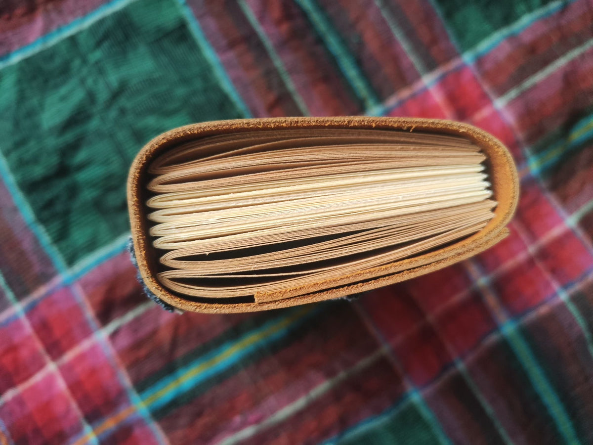 Leather Notebook with Denim Patchwork Cover