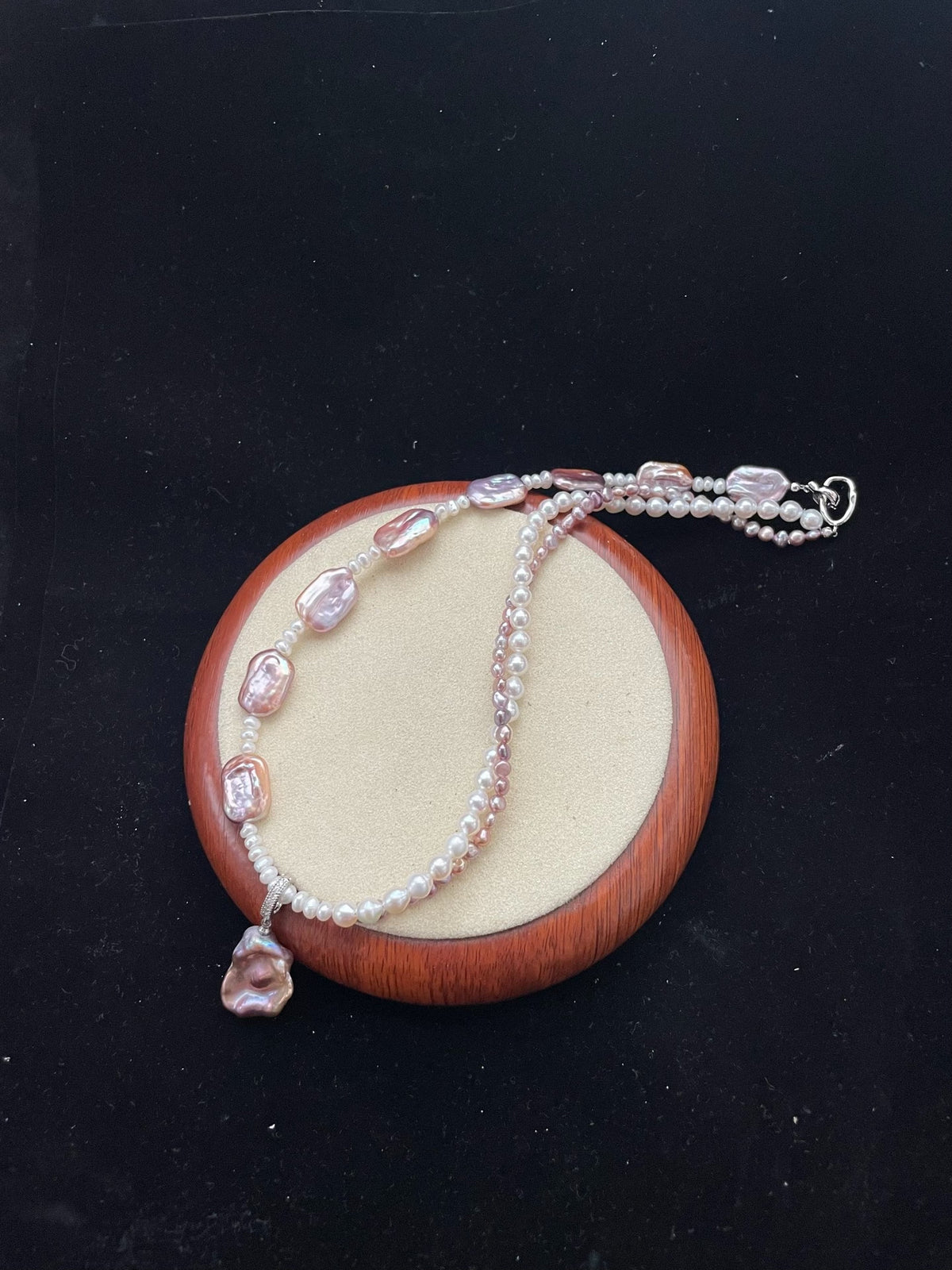 Natural Pearl Purple Square Layered Necklace