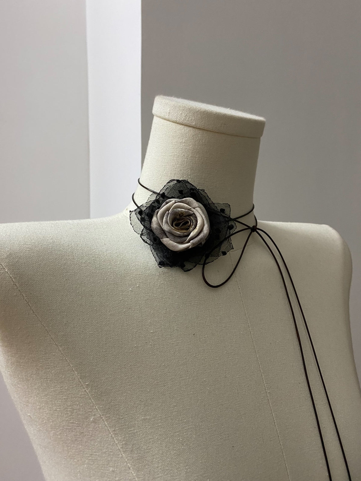 Handmade Fabric Rose Neck Ornament