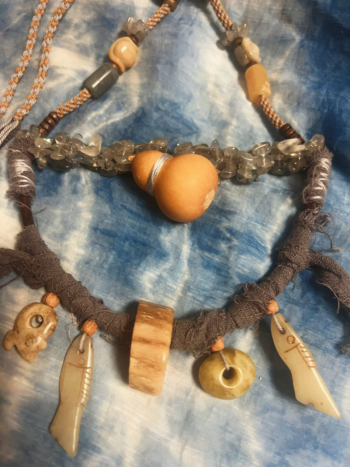 Handcrafted Antler Segment Necklace with Braided Cord