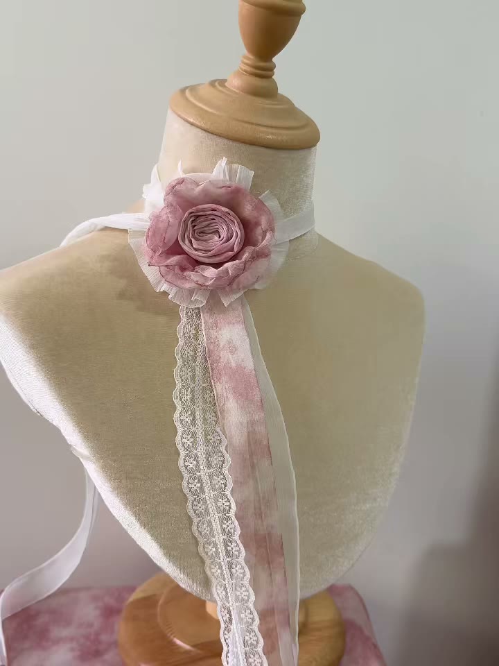 Handmade Tie Dye Rose Choker Necklace