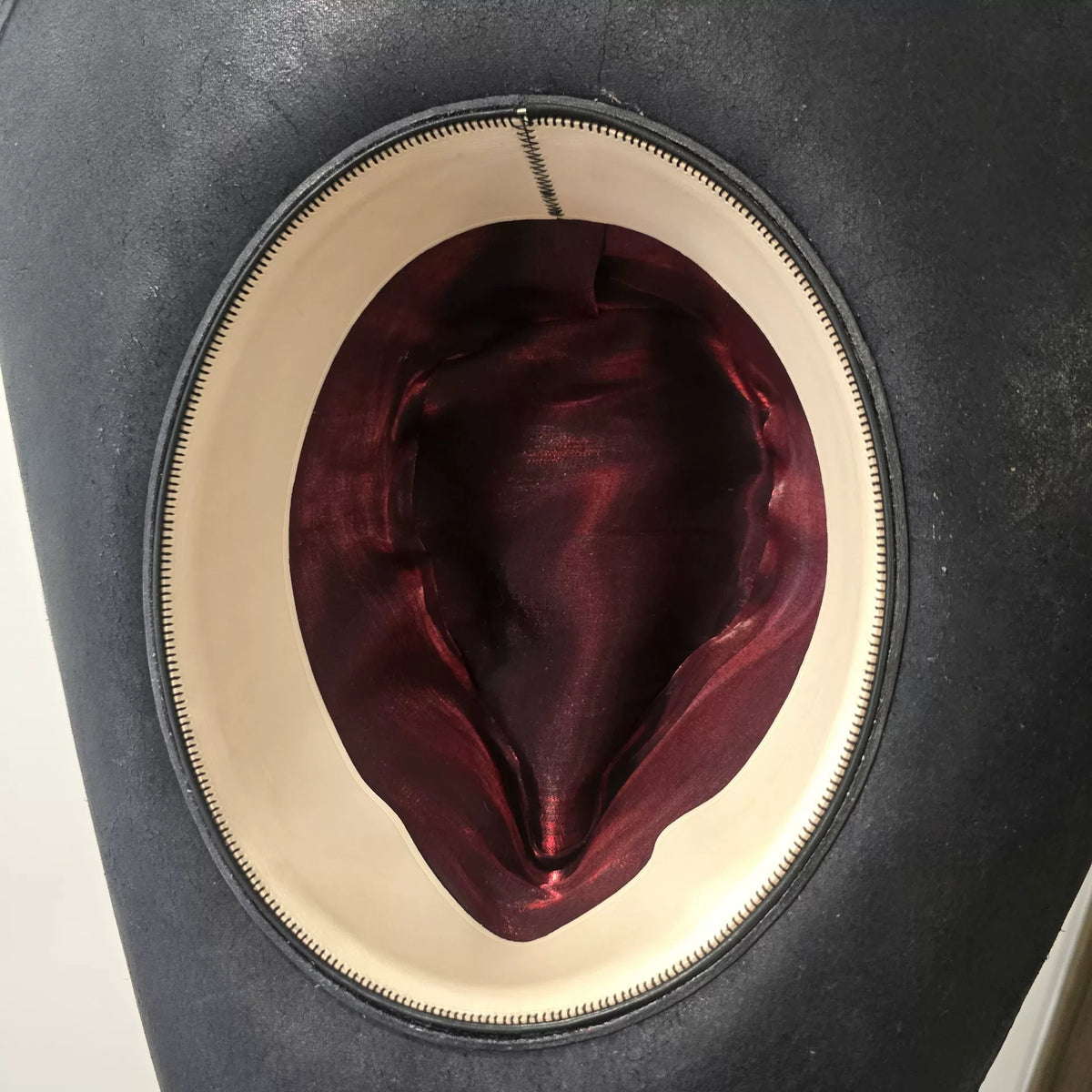 Handmade Black Leather Cosplay Hat Ostrich Feather