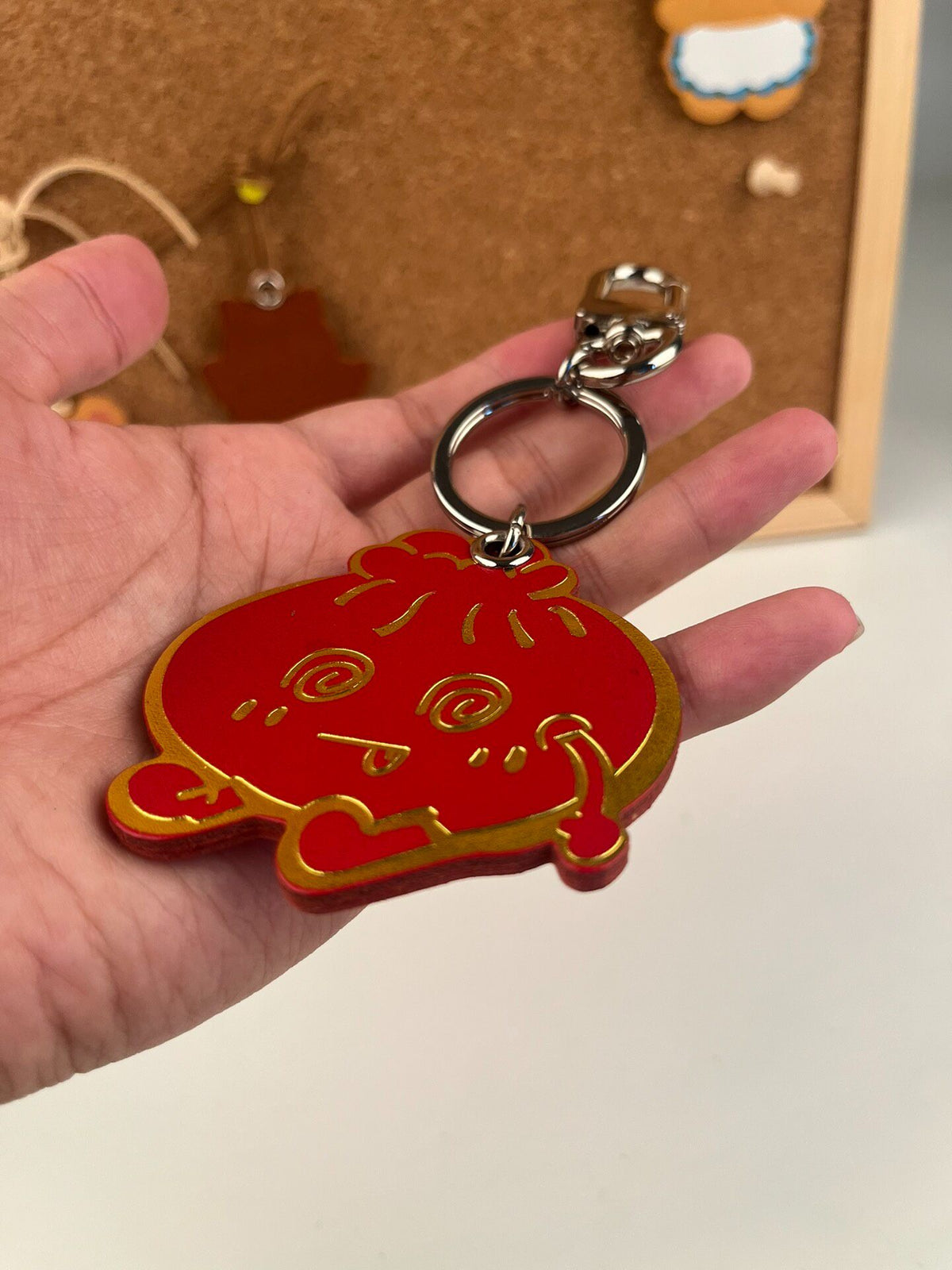 Vegetable-Tanned Leather Bun Keychain Charm