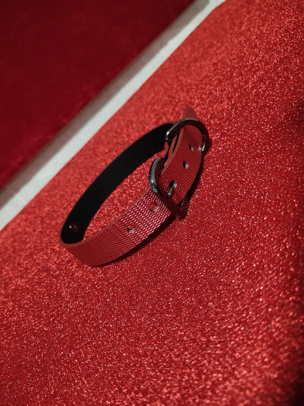 Wine Red and Black Collar Leash Chain Set