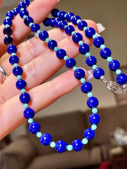Lapis Lazuli and Turquoise Beaded Necklace, 46cm