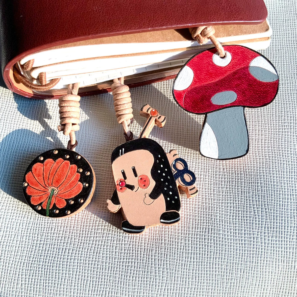 Hand Painted Leather Bag Charm