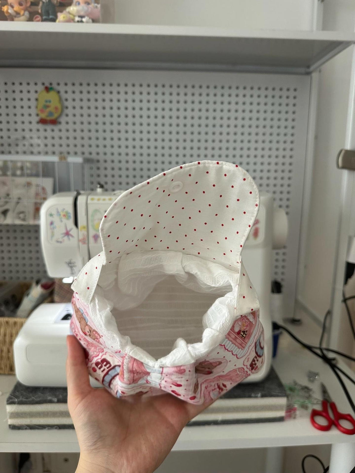 Handmade Large Capacity Polka Dot Flap Pouch