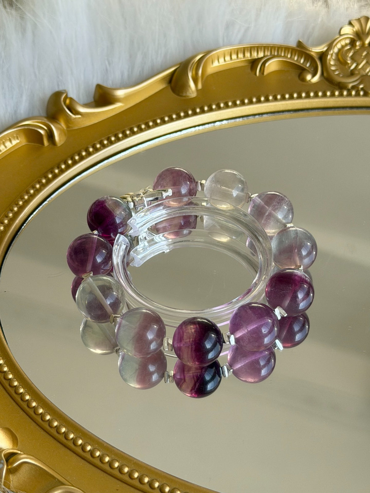 Natural Rainbow Fluorite 15.7mm Beaded Bracelet