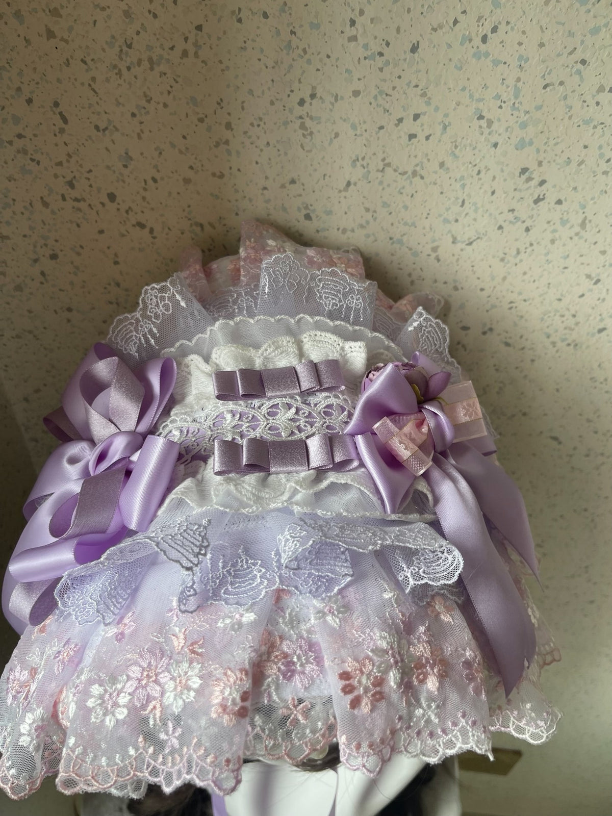 Lolita Lace Bonnet with Pearl Trim