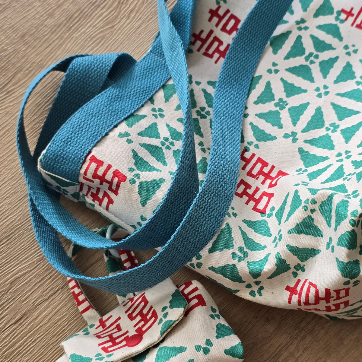Red Double Happiness Printed Canvas Tote Bag