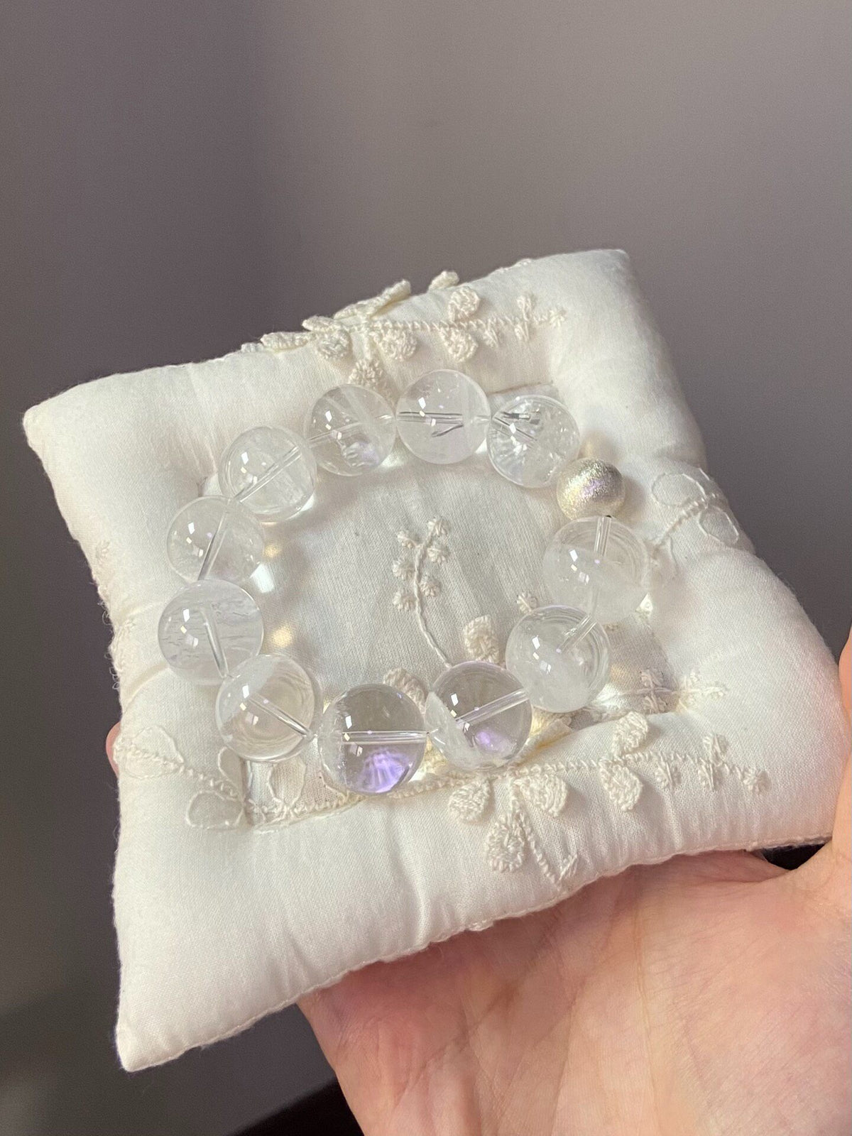 Himalayan White Phantom Quartz 17mm Beaded Bracelet