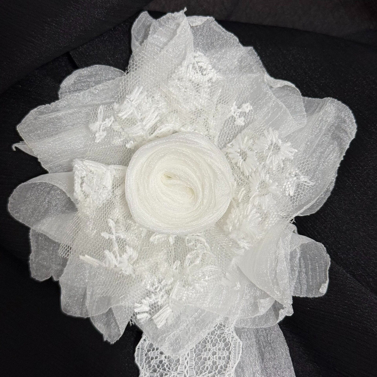 Rose Brooch with Flowing Ribbons