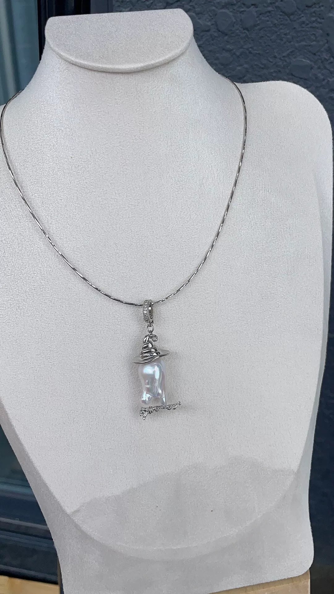 White Baroque Pearl Ghost Pendant