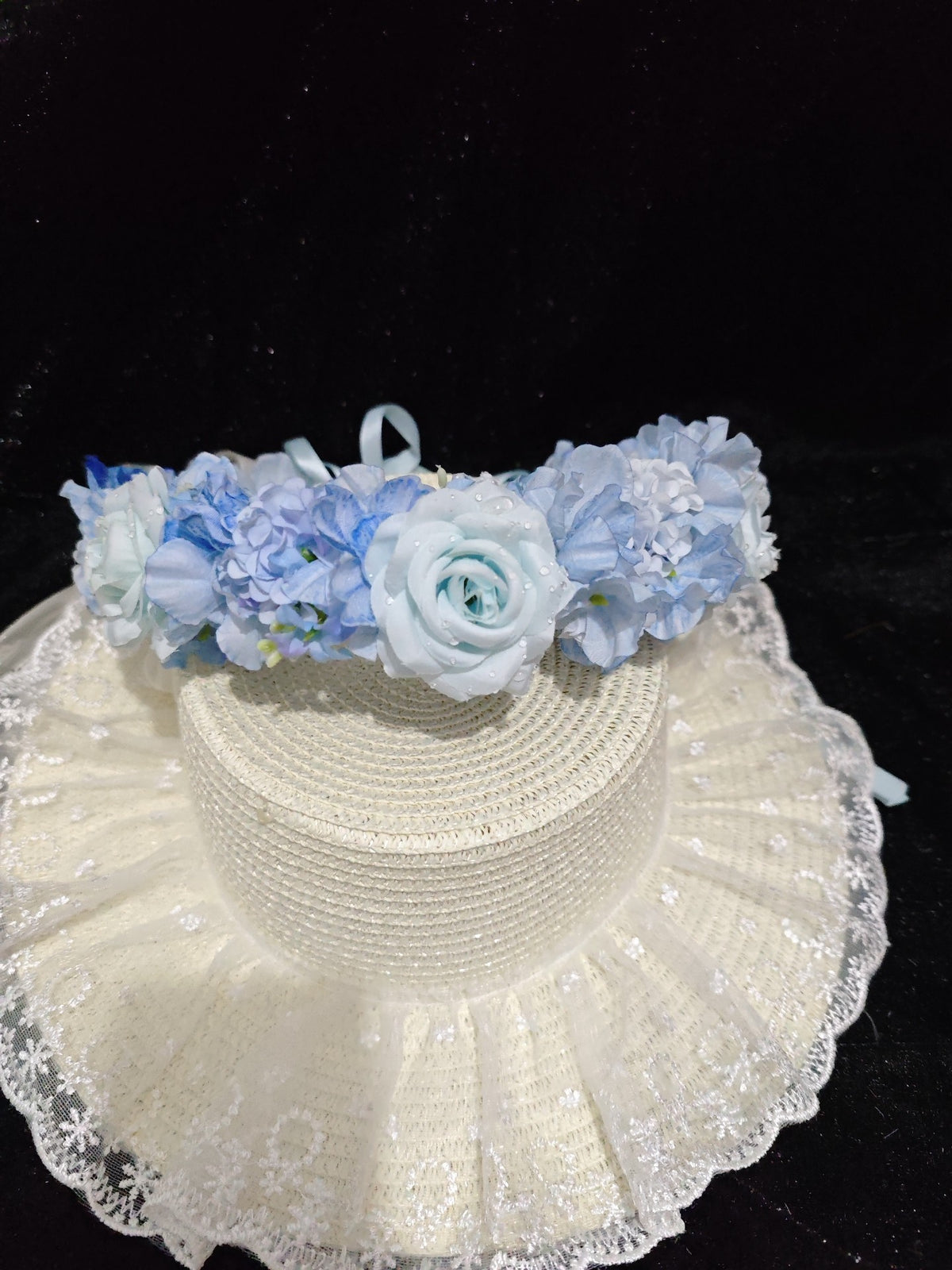 Handmade Blue Flower Crown Concert Headpiece
