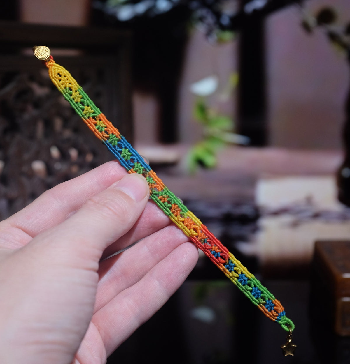 Handwoven Ethnic Bracelet with Variegated Thread
