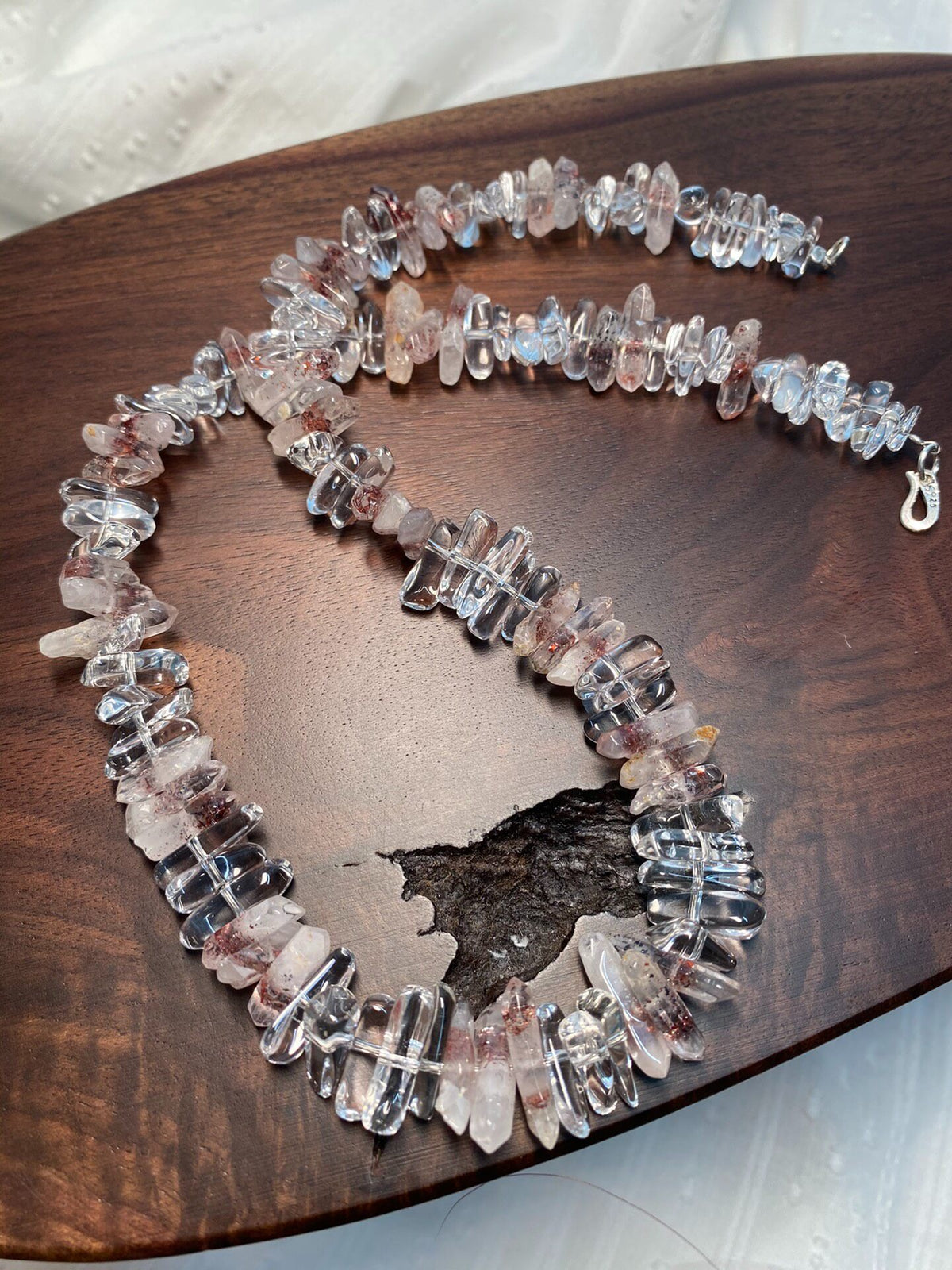 White Quartz Strawberry Crystal Chip Necklace