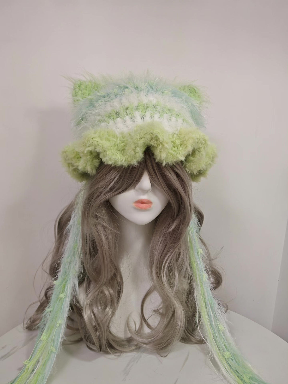 Green Cat Ear Knitted Hat