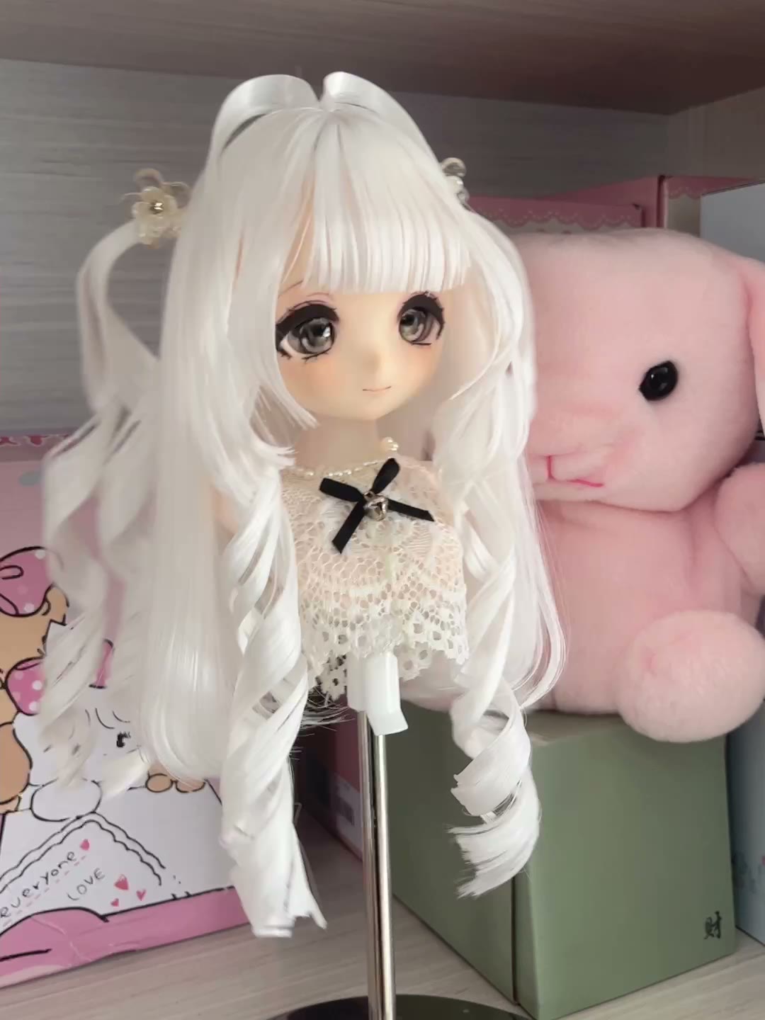 Silver White Twin Tail Doll Wig