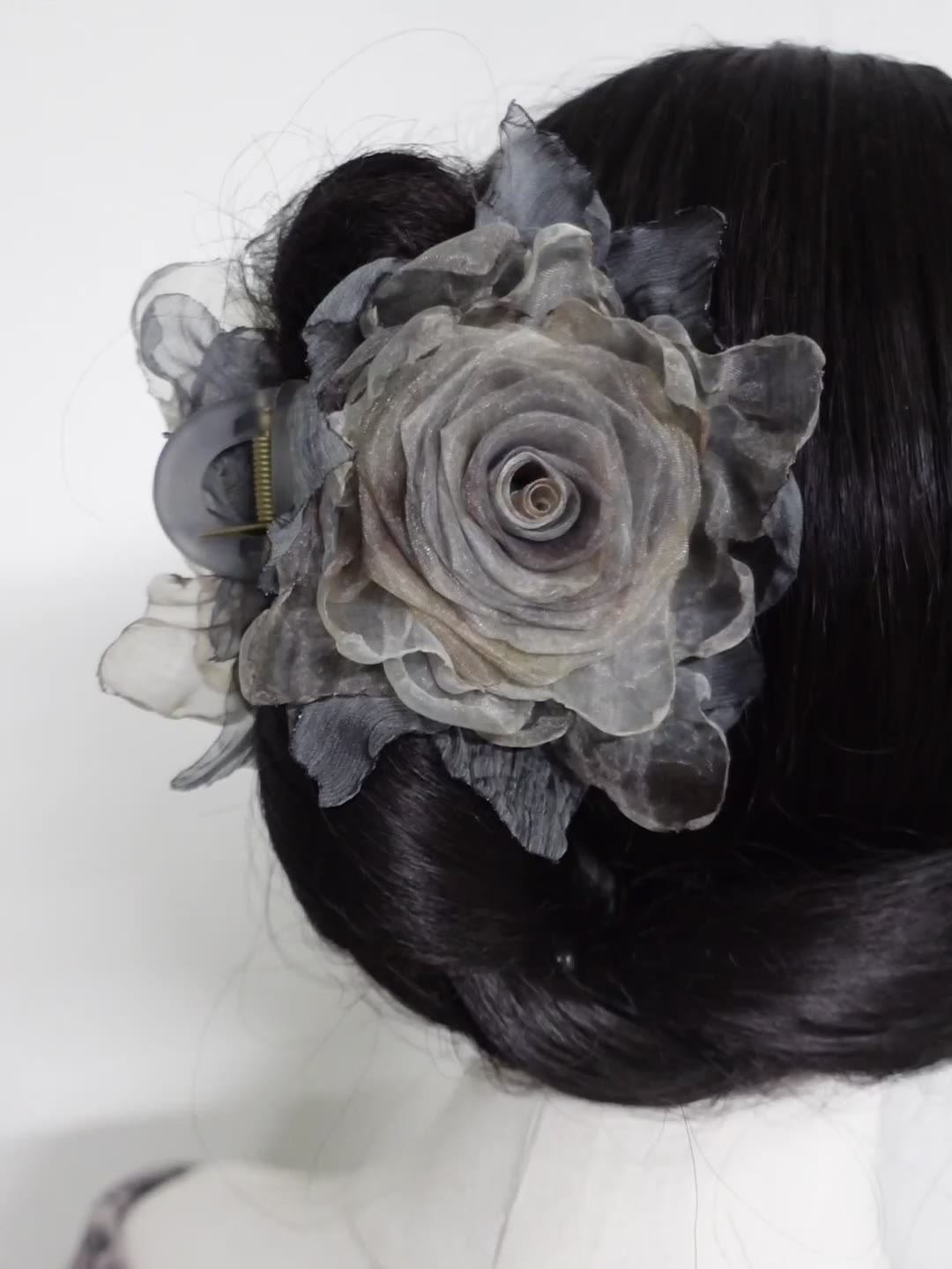 Handmade Fabric Rose Hair Claw Clip