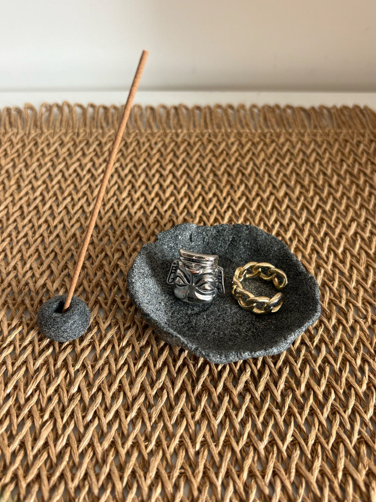 Handcrafted Incense Holder with Textured Stone Base