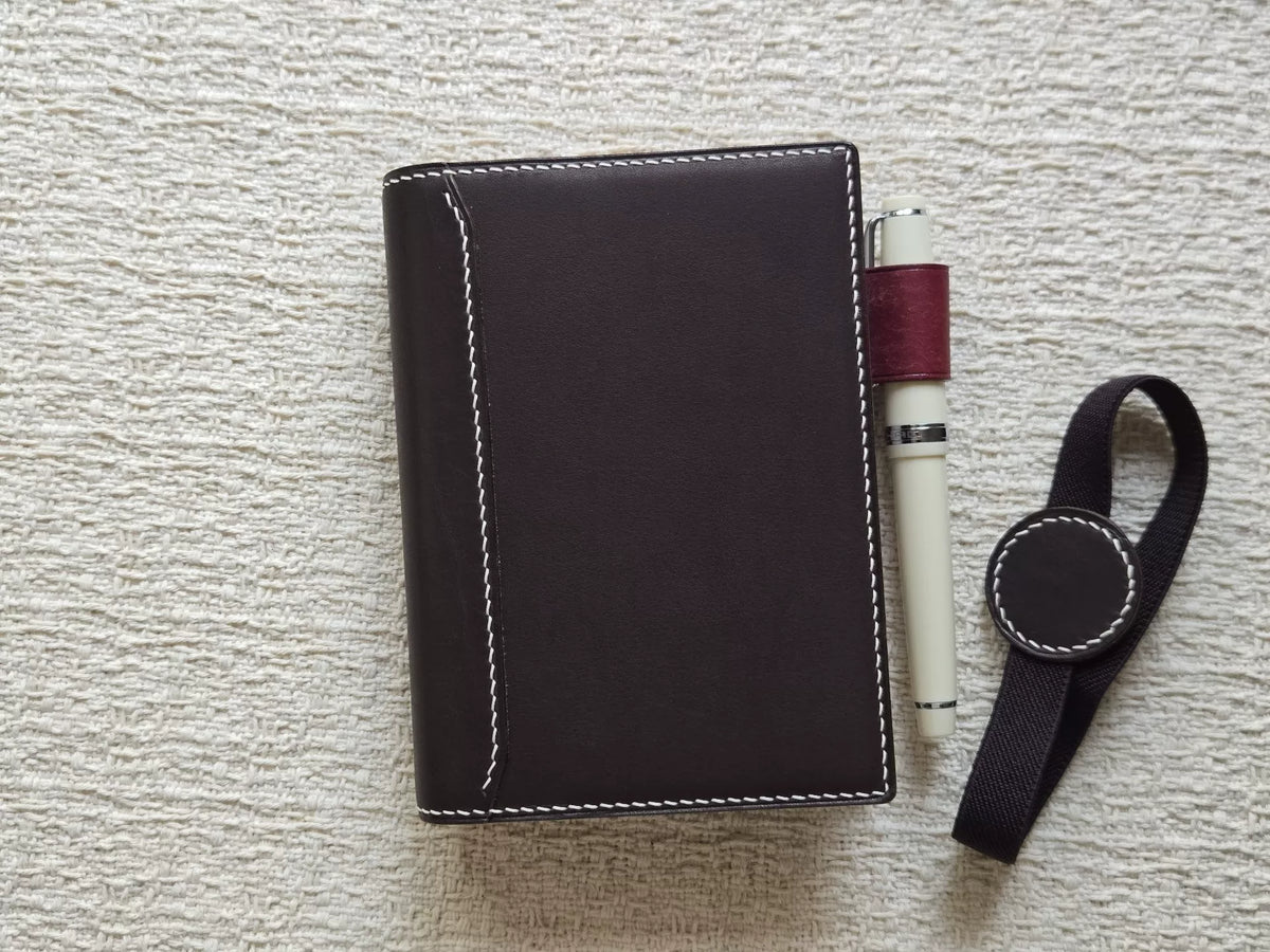 Caderno de Anéis em Couro Barenia A7