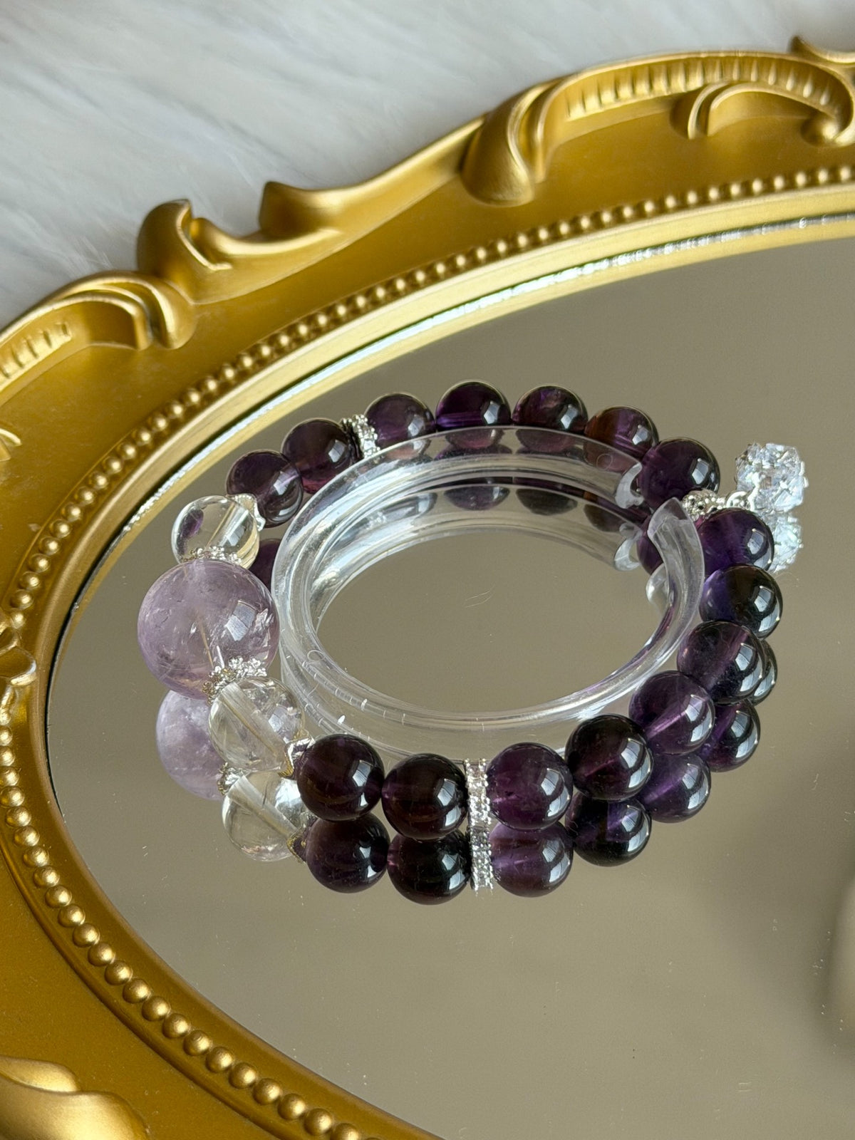 Natural Amethyst Crystal Beaded Bracelet 10mm