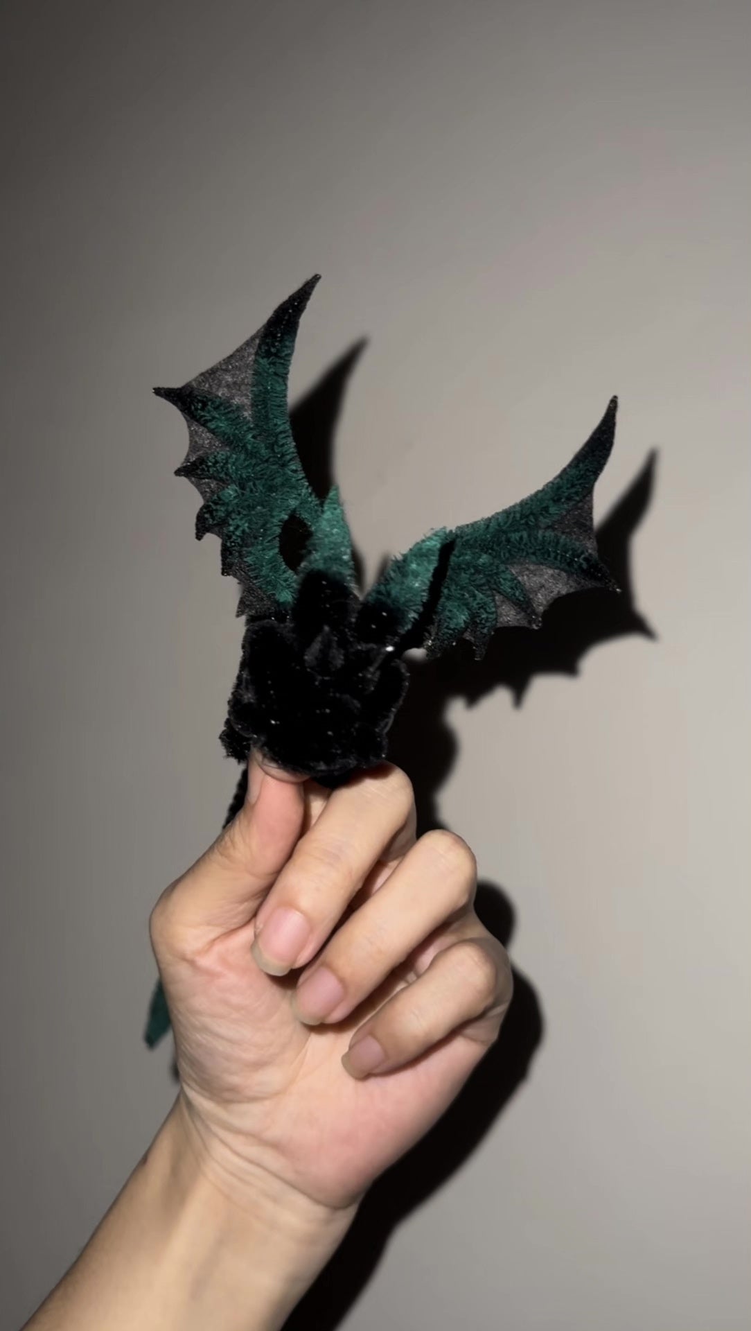 Handmade Black Green Chenille Stem Dragon Figurine