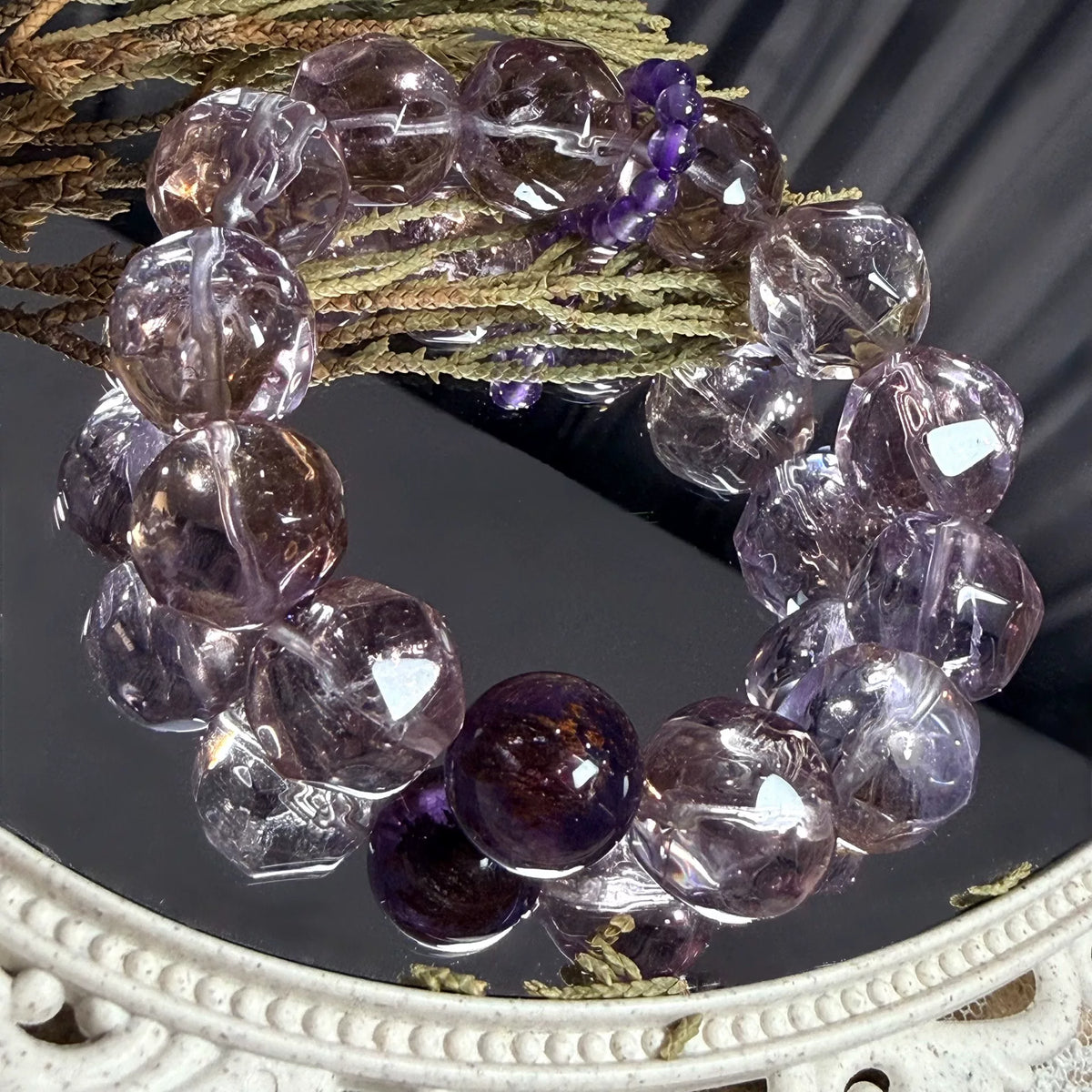 Natural Ametrine Amethyst Phantom Quartz Beaded Bracelet