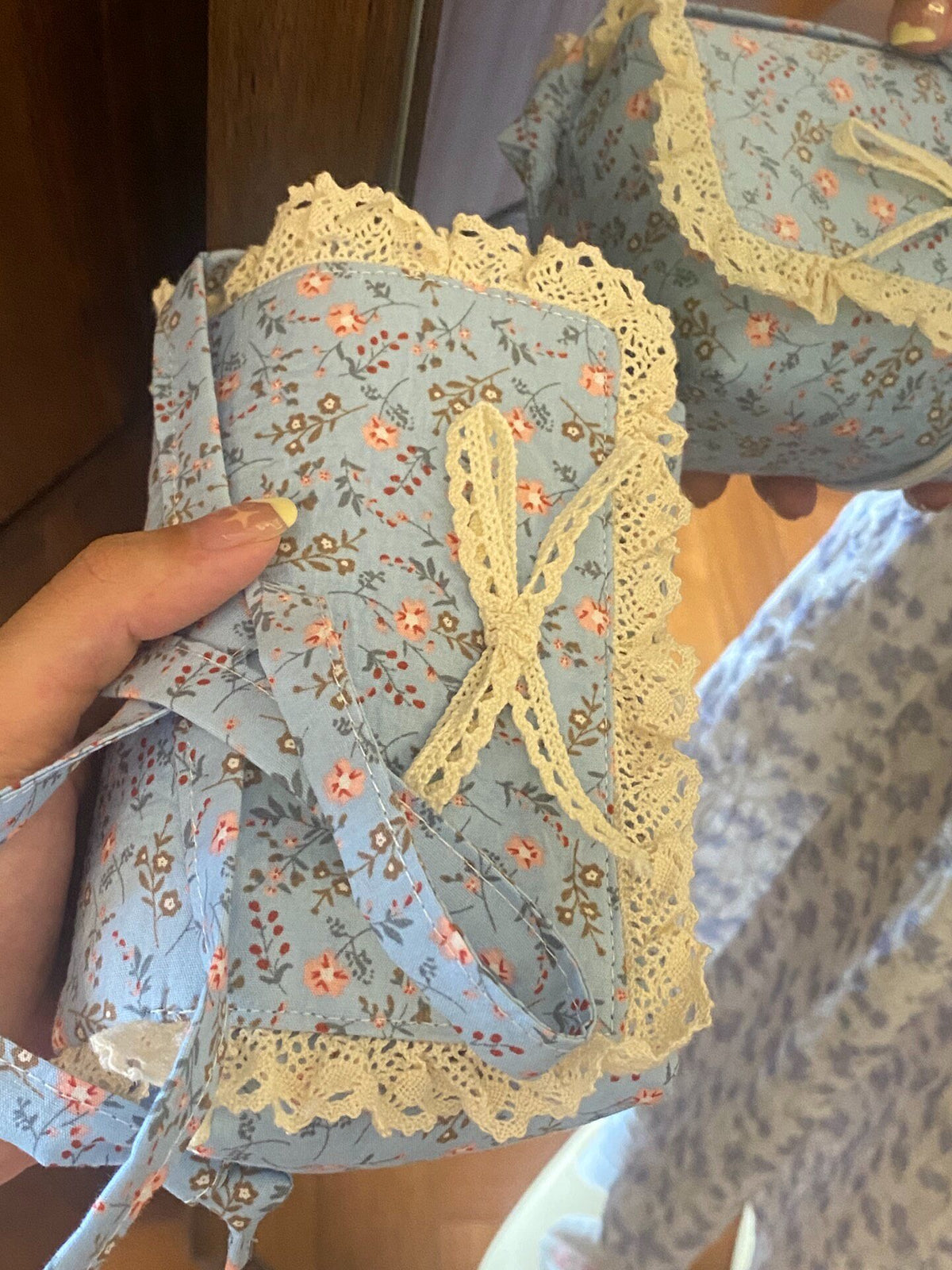 Vintage Floral Camera Bag Double Layer Storage
