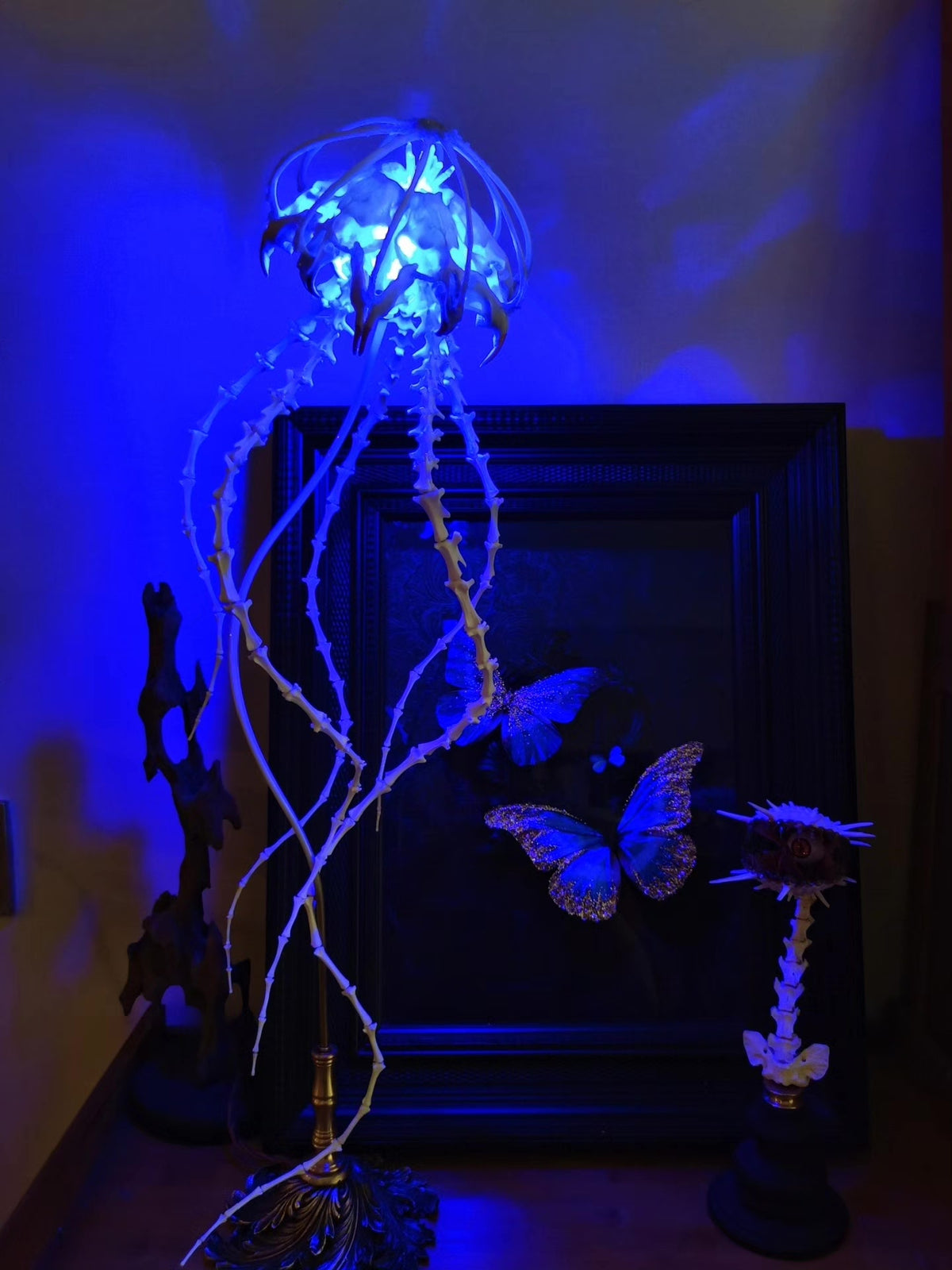 Skeletal Jellyfish Table Lamp Brass Base