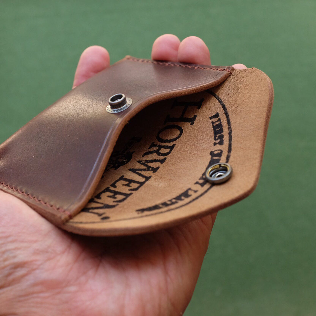 Brown Leather Card and Coin Pouch with Wrist Strap