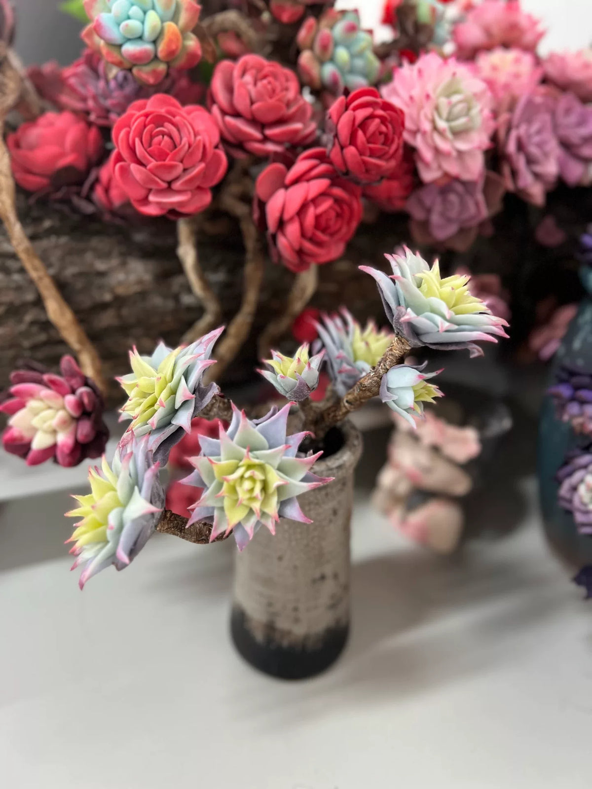 Resin Clay Succulent Seven Rosette Decor