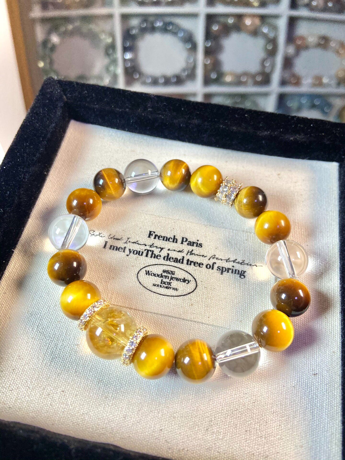 Natural Tiger Eye Crystal Beaded Bracelet