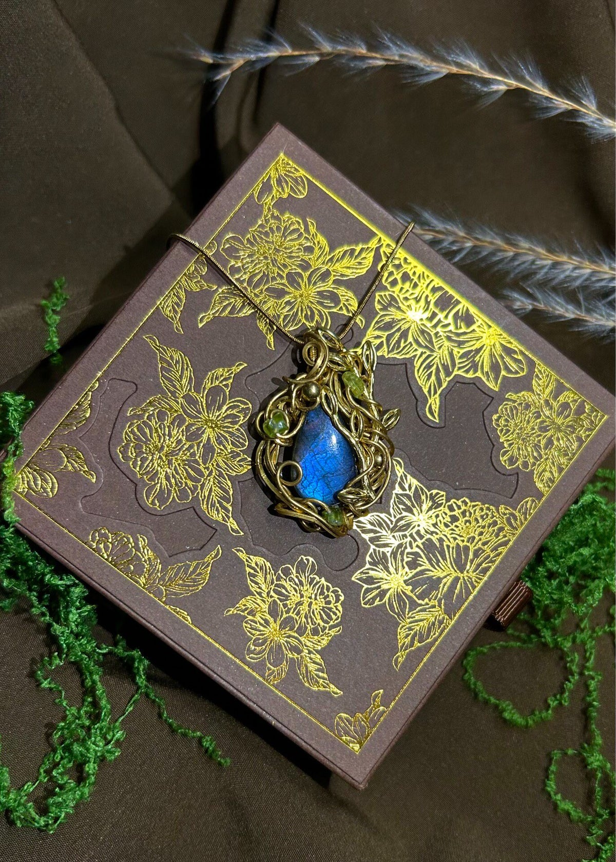 Labradorite Wire Wrapped Pendant Necklace