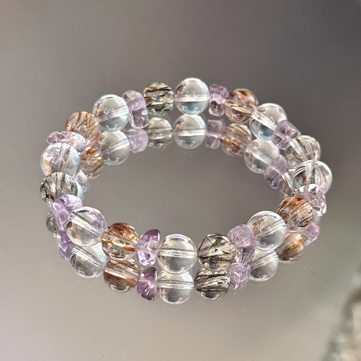 Black Gold Super Seven Crystal Beaded Bracelet