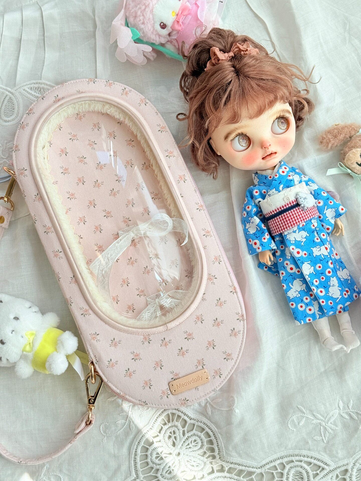 Handmade Doll Carrier Bag Floral Window