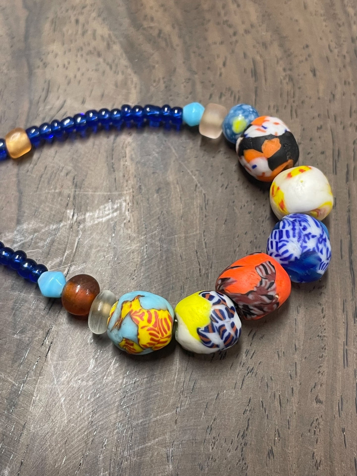 Kobaltblauwe Glazen Kralen African Trade Ketting