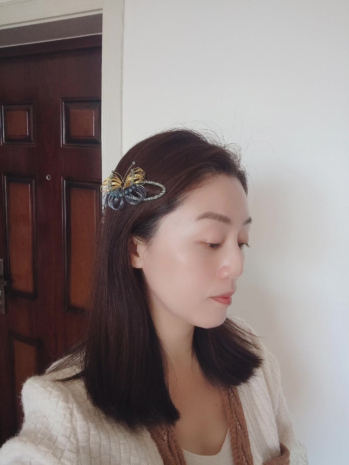 Copper Wire Butterfly Hair Clips Gold Blue