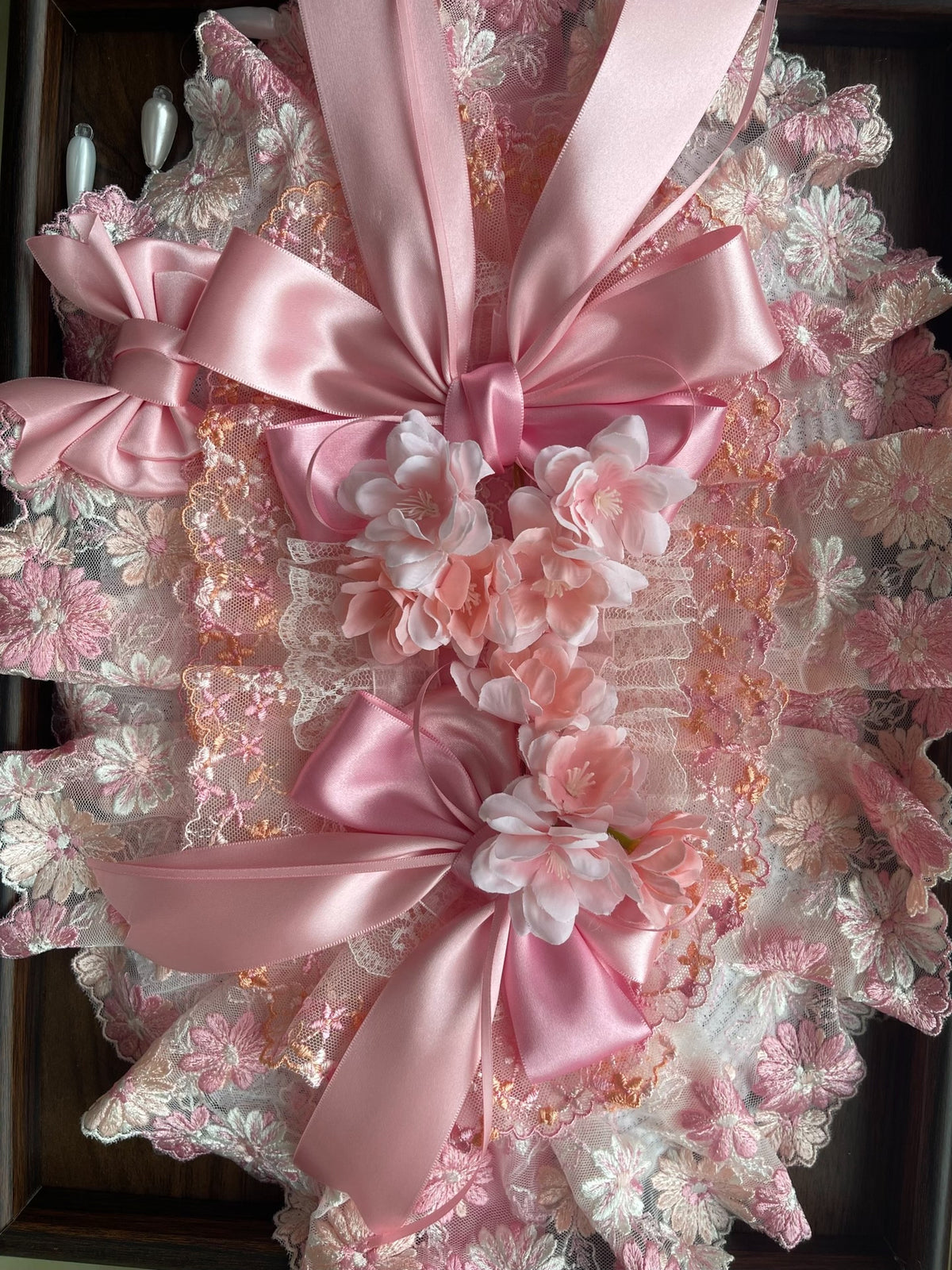 Lolita Pink Lace Bonnet Handmade